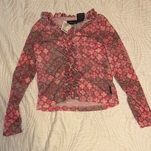 [NEVER WORN] Mary Kate and Ashely Pink Patterned Long Sleeve Top